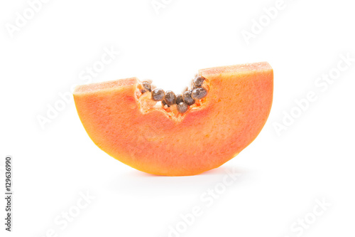 Ripe papaya on white background