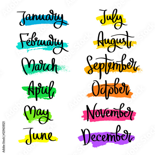 Set of labels of the months of the year.
