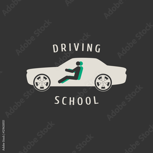 Automobile driving school vector logo, sign,  emblem. Car, auto silhouette design element. Driving lessons concept illustration, insignia, advertising