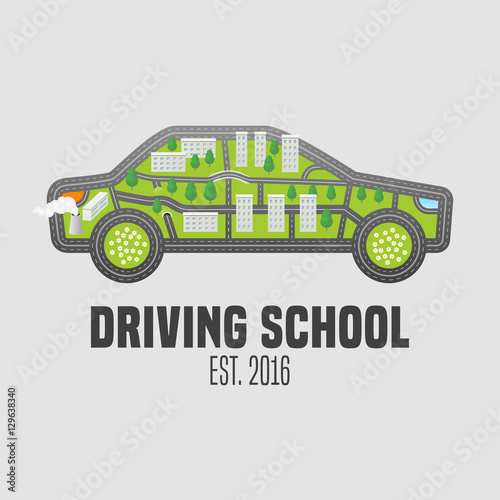 Driving license school vector logo, sign, emblem