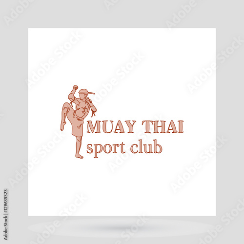 Muay thai fight club logo design presentation with man symbol. Vector illustration