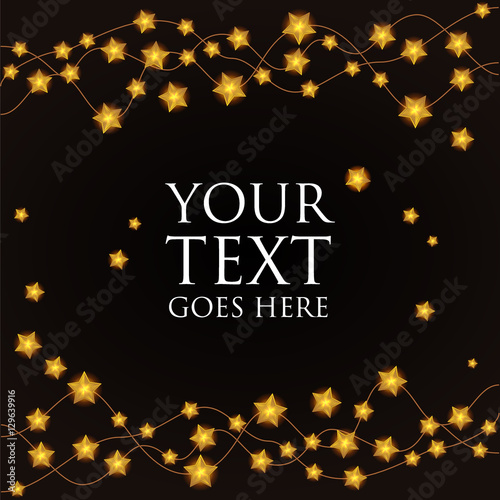 garland of gold stars on a black background