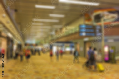 Blurred background of people traveling in Airport.