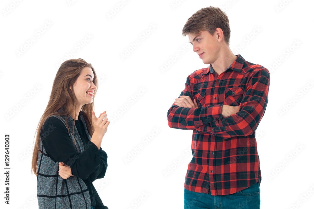 stylish couple in love in studio stylish couple in love in studio