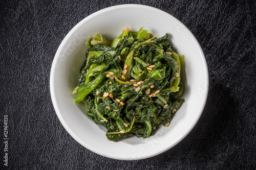 ほうれんそうのナムル Namul Korean food of the spinach
