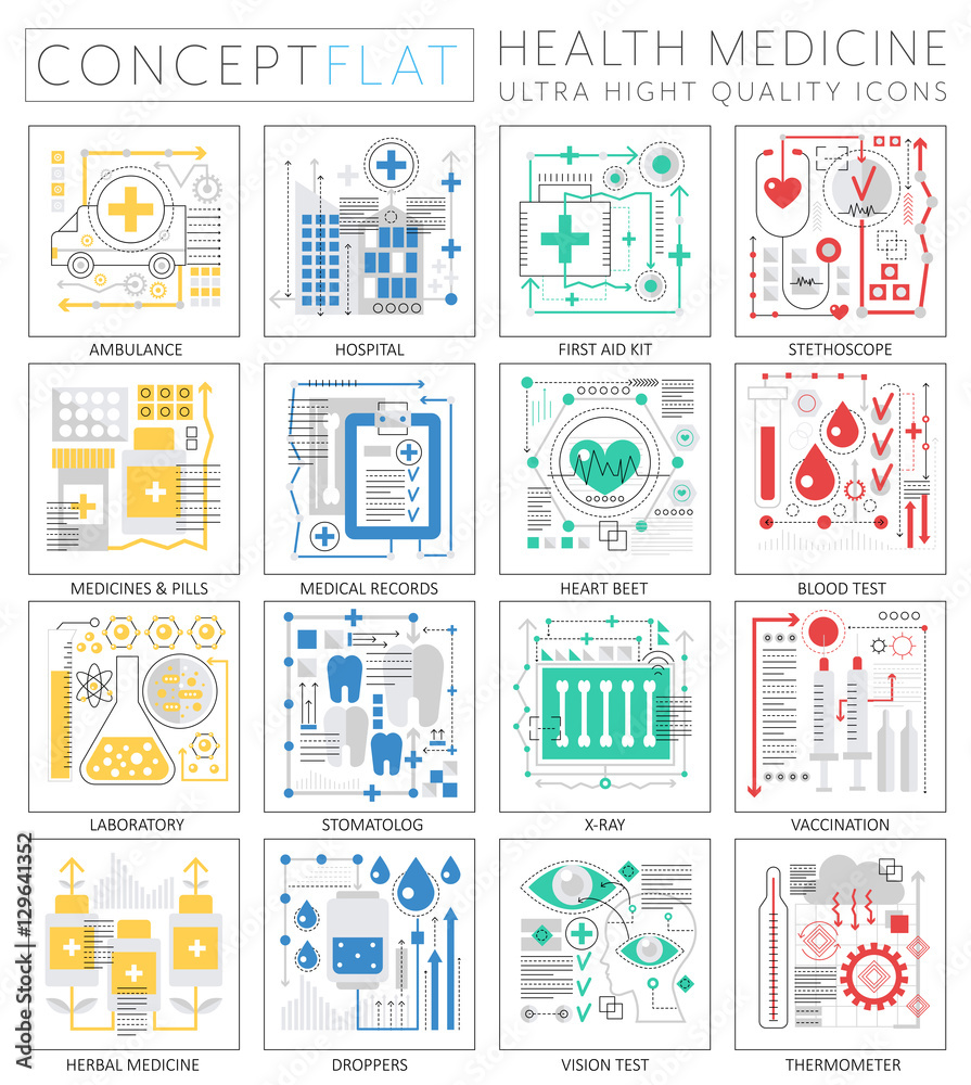 Infographics mini concept Medicine and health icons for web. Premium quality design web graphics icons elements. Medicine and health concepts.