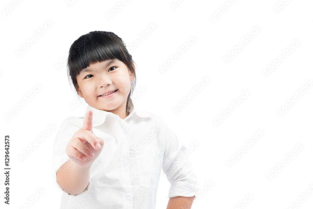 Pretty little girl pointing copy space,isolated with clipping path. Pretty little girl pointing copy space,isolated with clipping path.