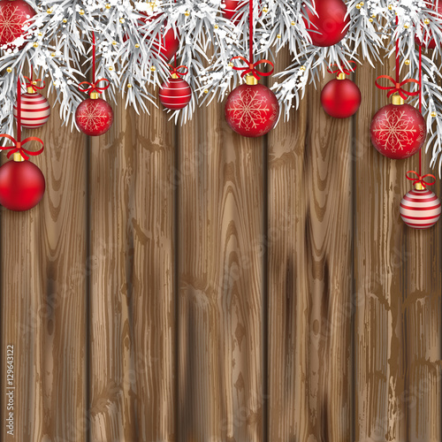 Christmas Worn Wood Baubles Twigs photo