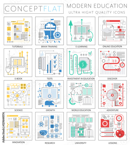 Infographics mini concept Modern education icons for web. Premium quality design web graphics icons elements. Modern education concepts.