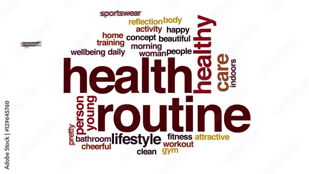 Health routine animated word cloud. Health routine animated word cloud.