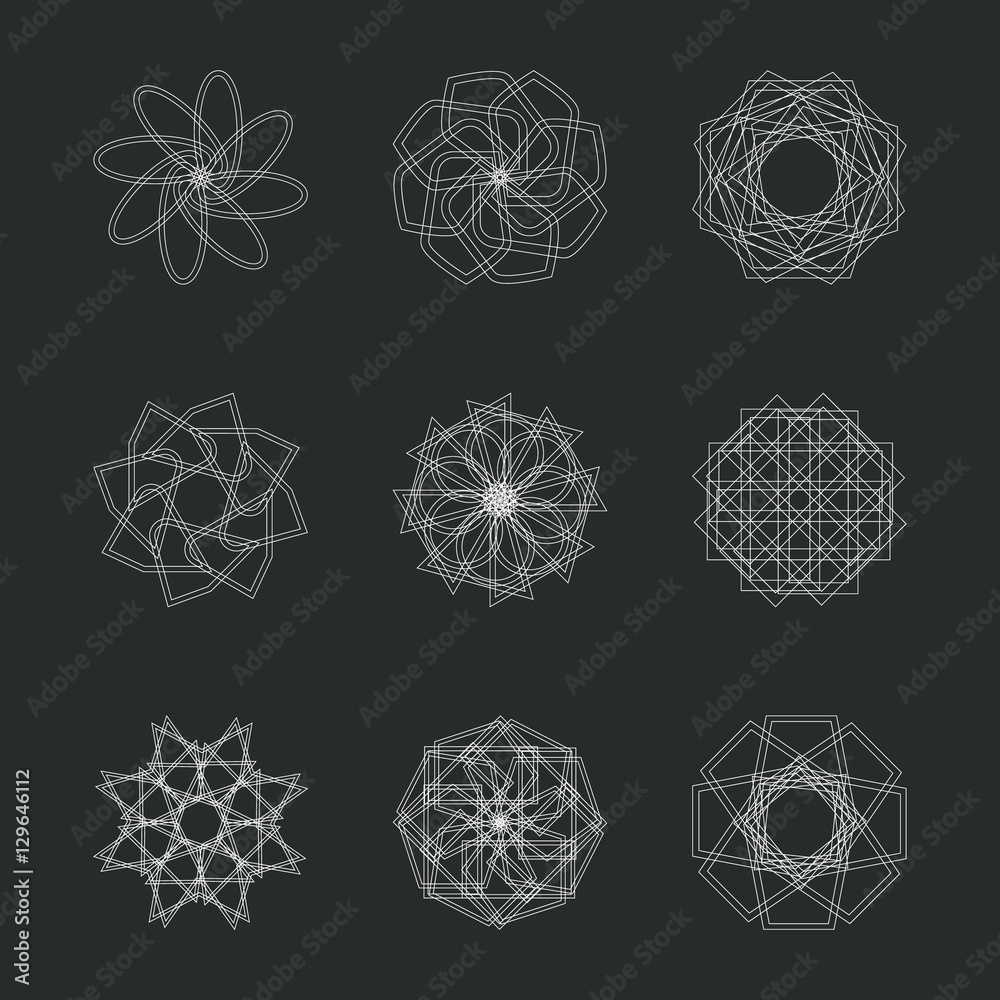 Abstract geometric shapes, futuristic wavy fractal in vector