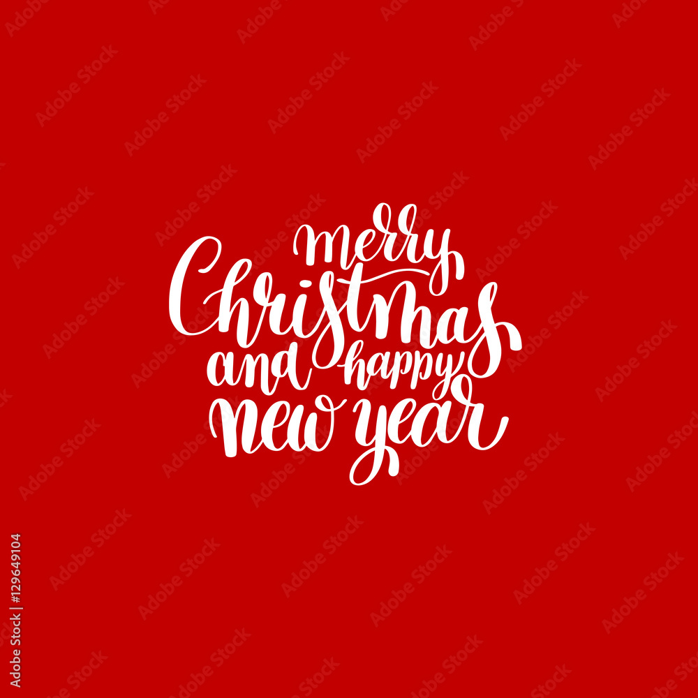 red Merry Christmas and Happy New Year calligraphic hand letteri