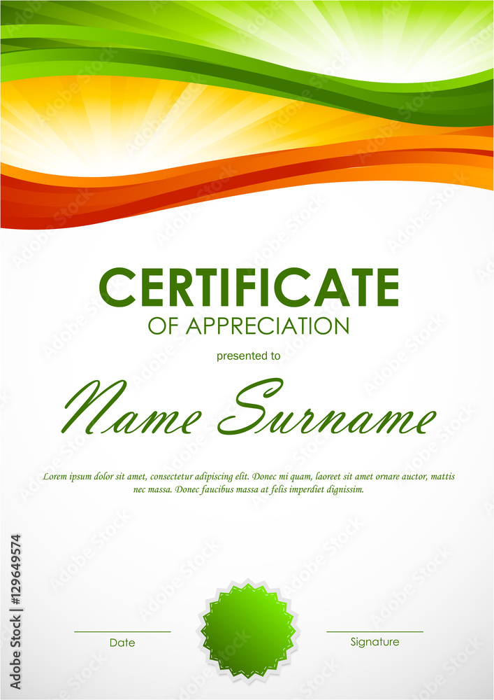 Certificate of appreciation template Stock Vector | Adobe Stock