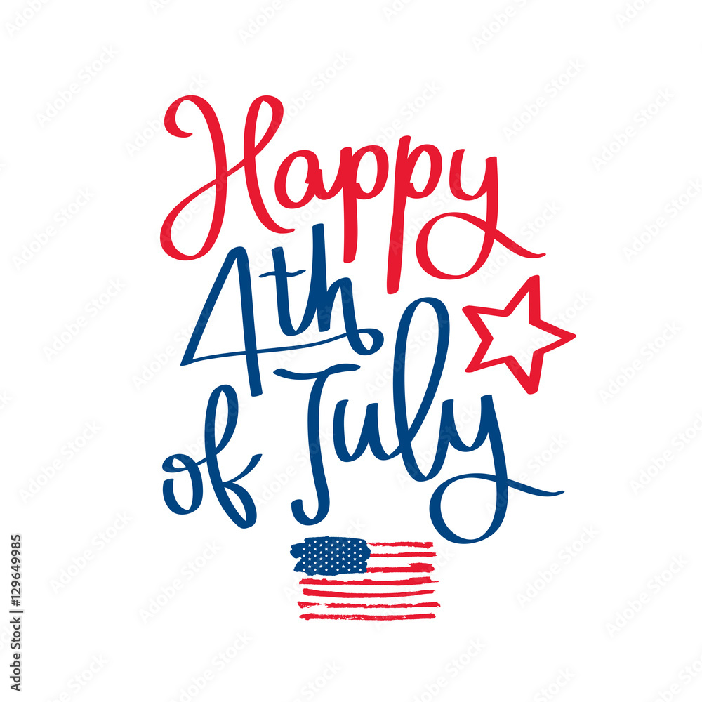 Happy 4th of July. The trend calligraphy Stock Vector | Adobe Stock