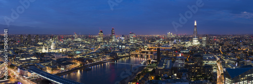 A night-time panoramic view of London and the River Thames from the top of Southbank Tower, showing The Shard and St. Paul's Cathedral, London photo