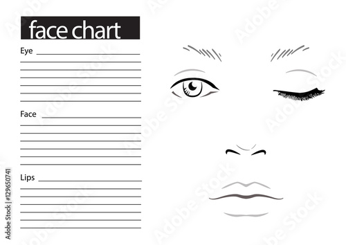 Face chart Makeup Artist Blank. Template. Vector illustration.