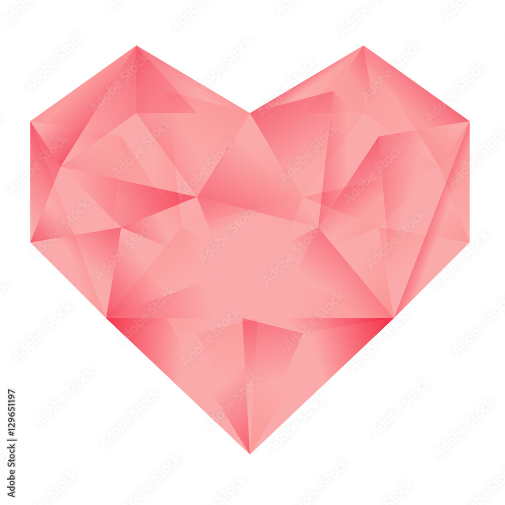 red heart isolated on white background with pattern consisting of triangles. red heart isolated on white background with pattern consisting of triangles.
