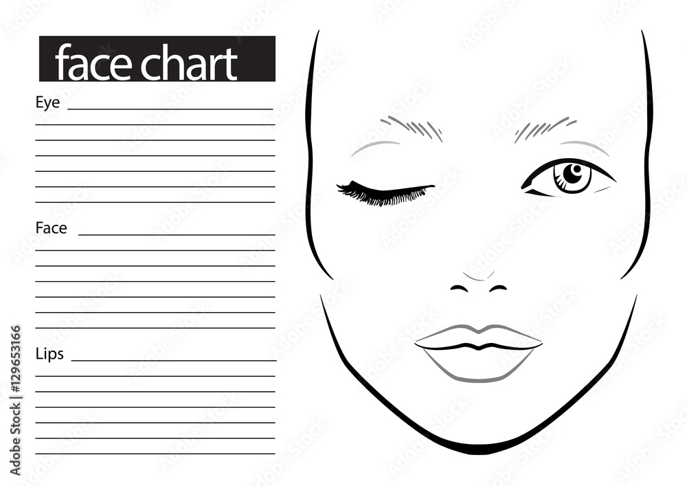 Face chart Makeup Artist Blank. Template. Vector illustration. Face chart Makeup Artist Blank. Template. Vector illustration.