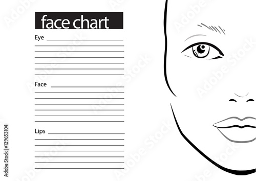 Face chart Makeup Artist Blank. Template. Vector illustration.