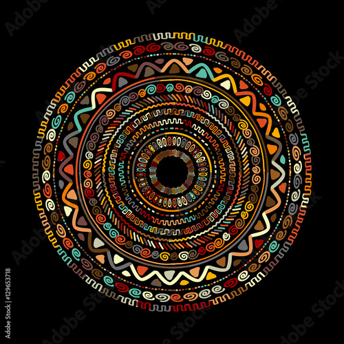 Round ornament design, ethnic mandala photo