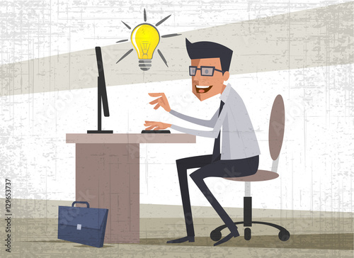 Young businessman gets brilliant idea