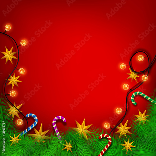 New Year and Christmas Background with Christmas elements