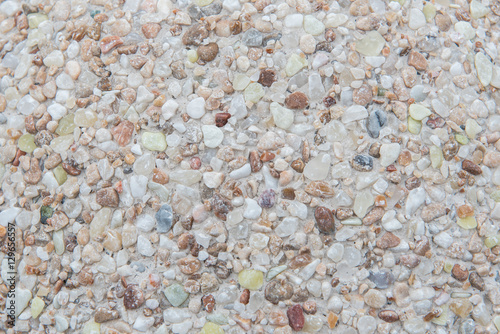 Texture of colored pea gravel rock chips street background, Taipei, Taiwan.