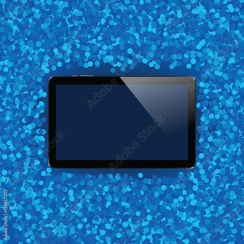 Digital tablet with shiny sensor screen. Electronic smart device. Mobile gadget.
