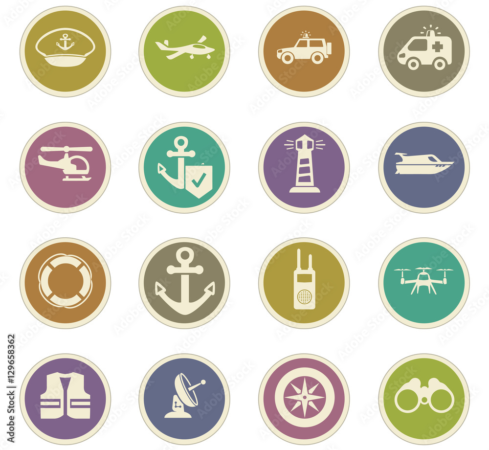 Coast Guard icons set Coast Guard icons set