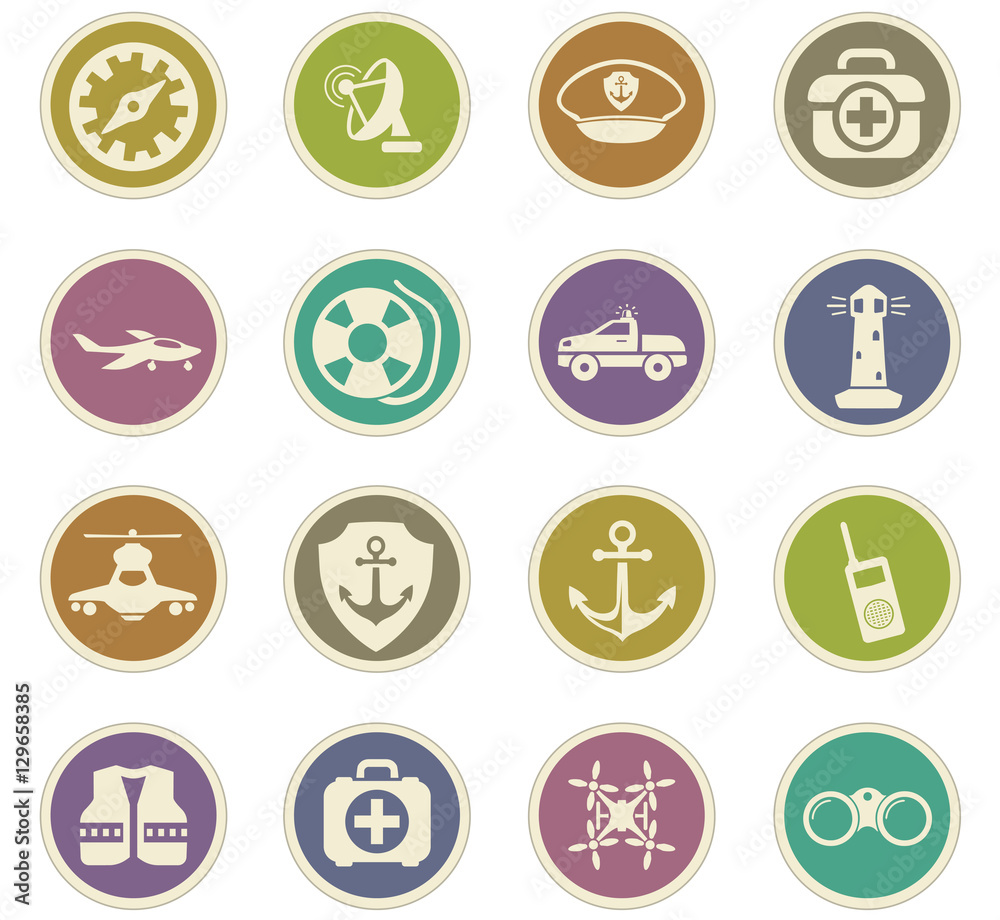 Coast Guard icons set Coast Guard icons set