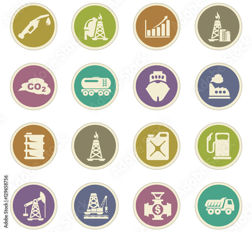 Extraction of oil icons set