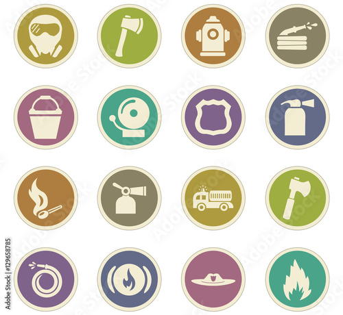 Fire brigade icons set