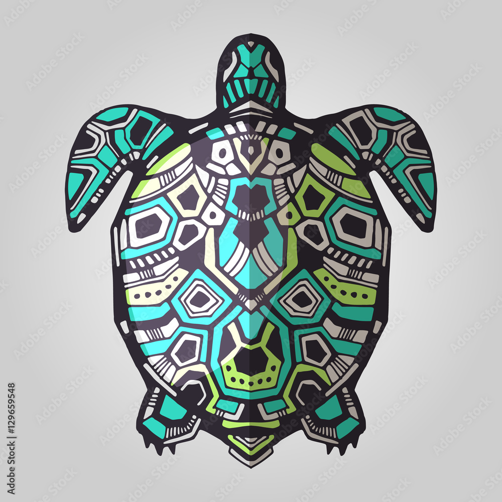Fototapeta premium Zentangle graphic turtle. Vector illustration. Good for tattoo and design ethnic projects. Tribal totem turtle 