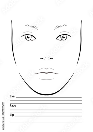 Face chart Makeup Artist Blank. Template. Vector illustration.