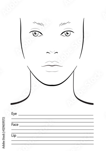 Face chart Makeup Artist Blank. Template. Vector illustration.