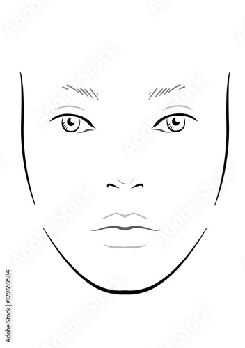 Face chart Makeup Artist Blank. Template. Vector illustration.