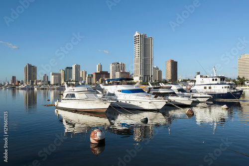  View of Manila Bay with luxury Yachts.