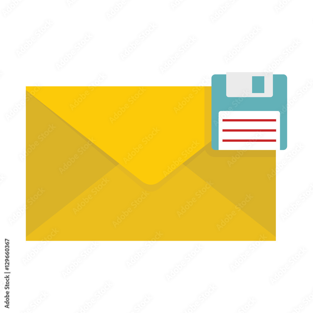 Flat yellow mail letter icon