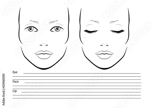 Face chart Makeup Artist Blank. Template. Vector illustration.