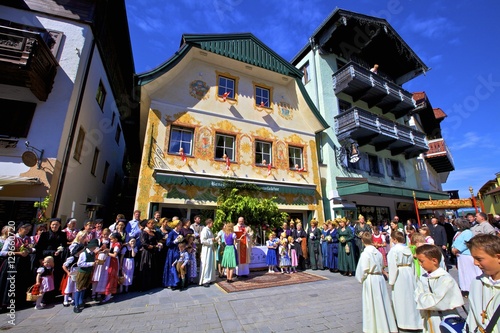 Participants in the Feast of Corpus Christi Celebrations in their traditional dress, St. Wolfgang, Wolfgangsee Lake, Austria