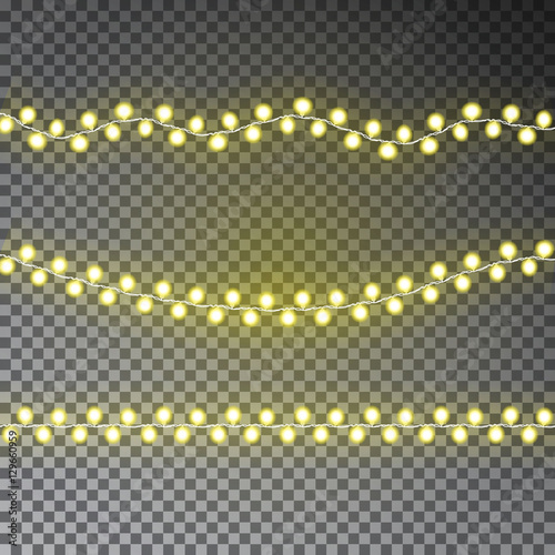 Yellow Garlands, Christmas string decorations. Christmas lights