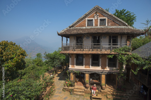 An historic Newari farmhouse in the traditional village of Nuwakot, Langtang Region, Nepal photo