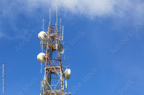 antenna tower with blue sky