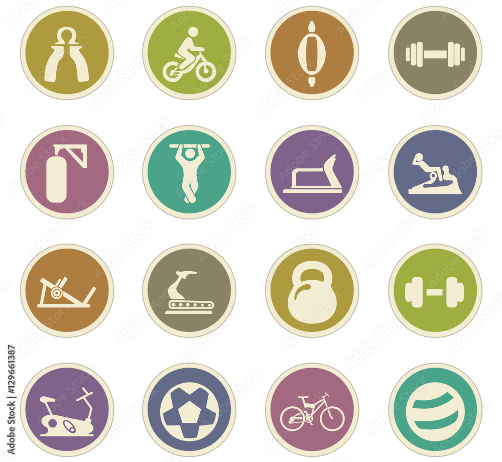 Sport equipment icons set