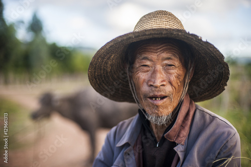 An old farmer near Yuanmou, Yunnan Province, China photo