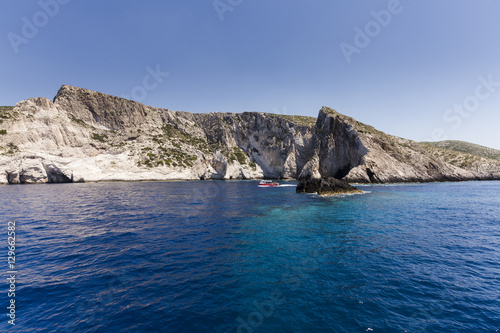 Cruise around Zakynthos  views from the sea on the island  Greece  background.
