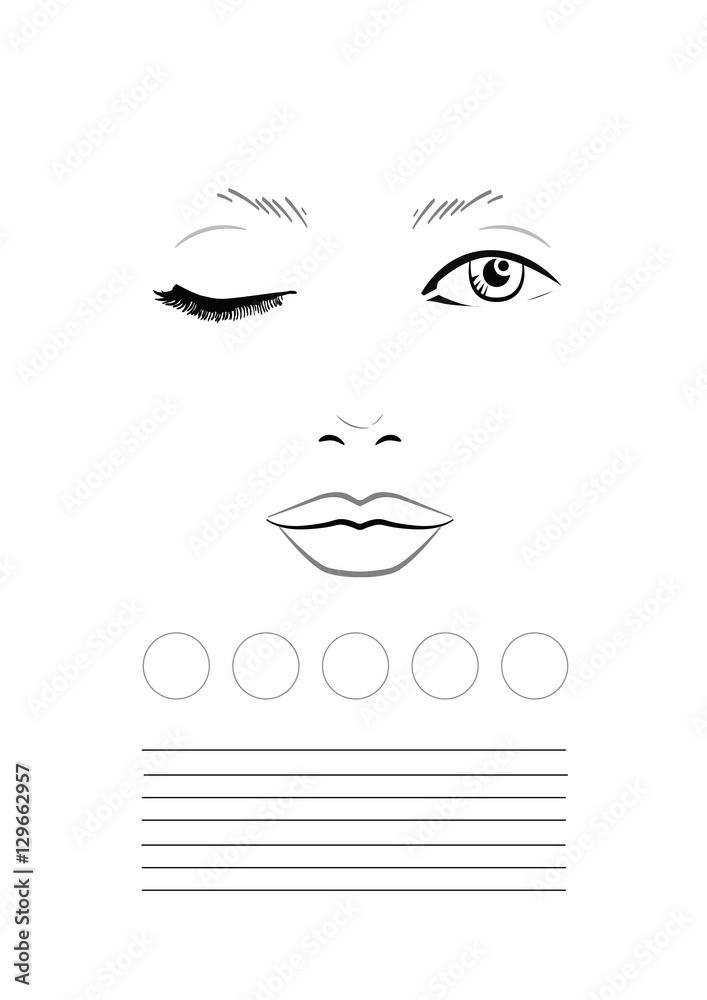 Face chart Makeup Artist Blank. Template. Vector illustration. Face chart Makeup Artist Blank. Template. Vector illustration.