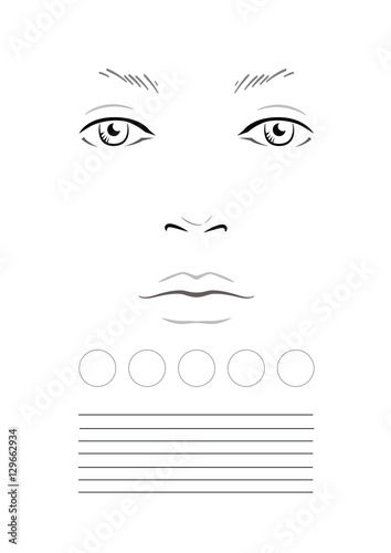 Face chart Makeup Artist Blank. Template. Vector illustration.