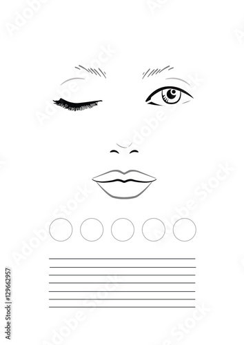 Face chart Makeup Artist Blank. Template. Vector illustration.