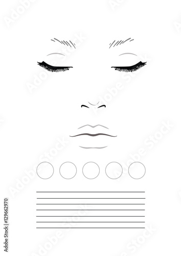 Face chart Makeup Artist Blank. Template. Vector illustration.